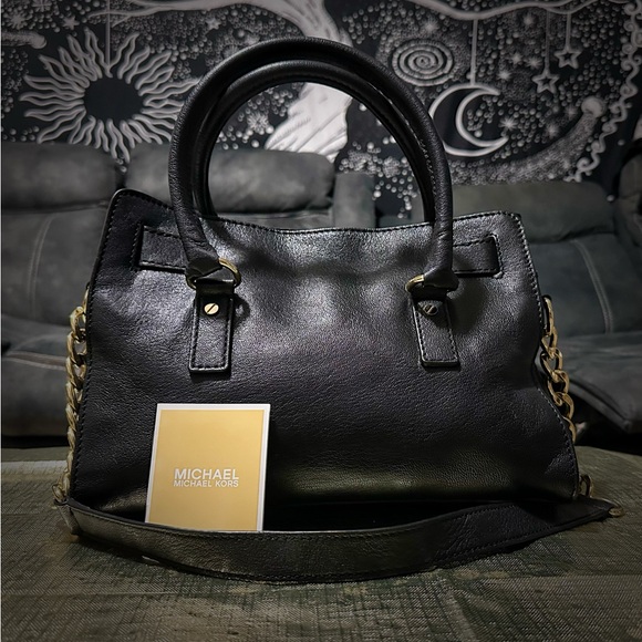 Michael Kors Black and Gold Satchel with Structured Design - Picture 16 of 17